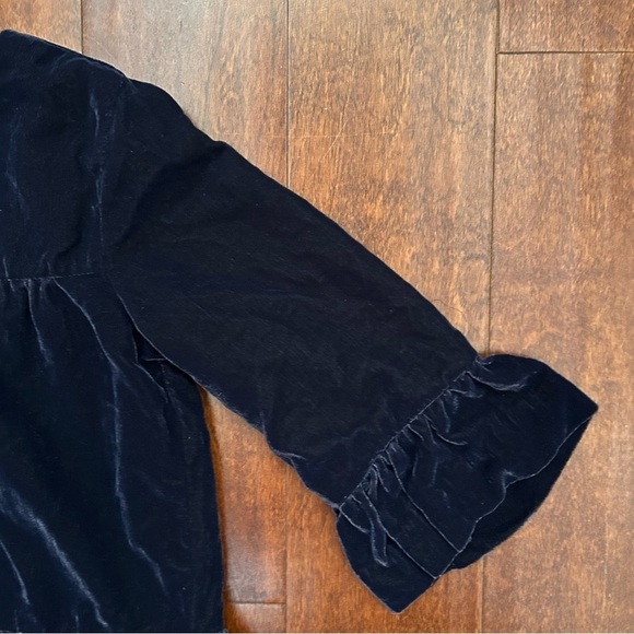 Gymboree Girl’s Dark Blue Tiered Velvet Dress with Bell Sleeves, Size 10 - Picture 4 of 10